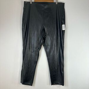 Old Navy Black Faux Leather Leggings Extra High Rise Skinny Fit Womens 18 NWT